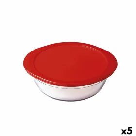 Pyöreä eväsrasia kannella Ô Cuisine Cook & Store 21 x 21 x 7 cm Punainen 1,1 L Silikoni Lasi (5 osaa)