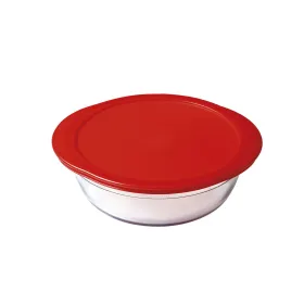 Pyöreä eväsrasia kannella Ô Cuisine Cook & Store 21 x 21 x 7 cm Punainen 1,1 L Silikoni Lasi (5 osaa)