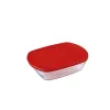 Stačiakampė priešpiečių dėžutė su dangteliu Ô Cuisine Cook&store Ocu Raudona 400 ml 17 x 10 x 5 cm stiklas Silikoninis (6 vnt.)