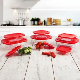 Rectangular Lunchbox with Lid Ô Cuisine Cook & Store Red 1,1 L 23 x 15 x 6,5 cm Silicone Glass (6 Units)
