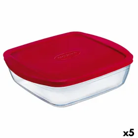 Suorakulmainen eväsrasia kannella Ô Cuisine Cook&store Ocu Punainen 2,5 L 28 x 20 x 8 cm Silikoni Lasi (5 osaa)