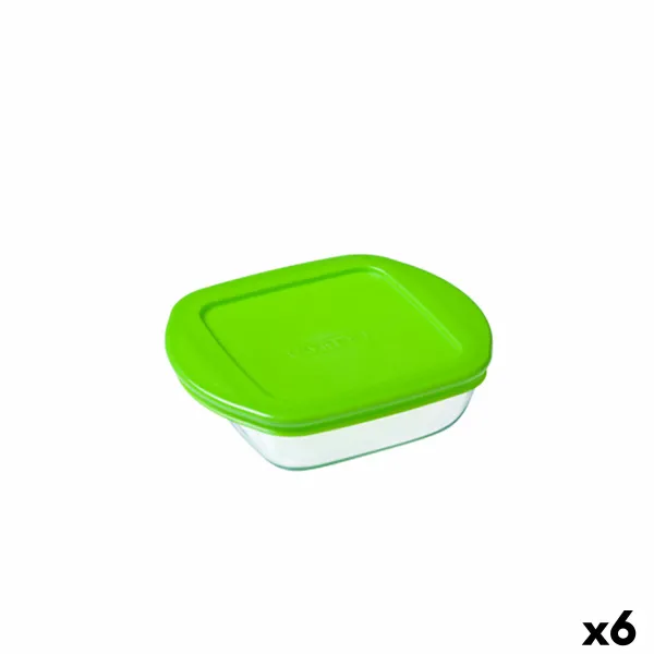 Kvadratinė pietų dėžutė su dangteliu Pyrex Cook & Store Žalia 1 L 20 x 17 x 5,5 cm Silikoninis stiklas (6 vnt.)