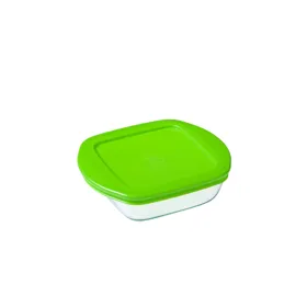 Kvadrātveida Pusdienu Kastīte ar Vāku Pyrex Cook & Store Zaļš 1 L 20 x 17 x 5,5 cm Silikona Stikls (6 gb.)