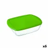 Suorakulmainen eväsrasia kannella Pyrex Cook & Store Vihreä 1,1 L 23 x 15 x 7 cm Silikoni Lasi (6 osaa)