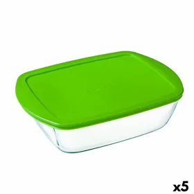 Suorakulmainen eväsrasia kannella Pyrex Cook&store Px Vihreä 2,5 L 28 x 20 x 8 cm Lasi Silikoni (5 osaa)