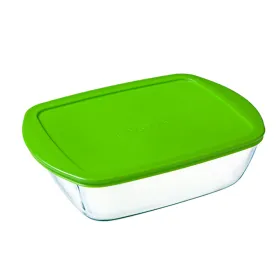 Suorakulmainen eväsrasia kannella Pyrex Cook&store Px Vihreä 2,5 L 28 x 20 x 8 cm Lasi Silikoni (5 osaa)