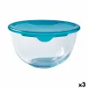 Round Lunch Box with Lid Pyrex Cook & Store 16 x 16 x 10 cm Blue 1 L Silicone Glass (3 Units)