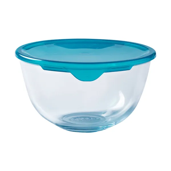Pyöreä eväsrasia kannella Pyrex Cook & Store 16 x 16 x 10 cm Sininen 1 L Silikoni Lasi (3 osaa)
