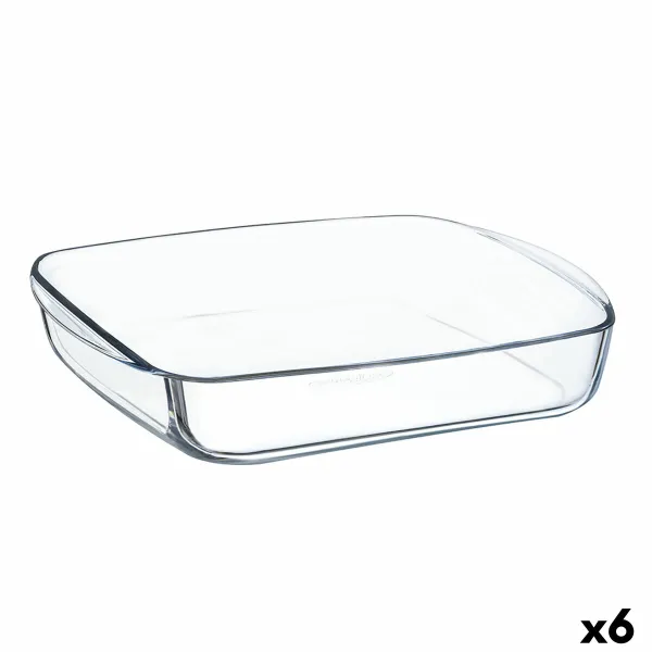 Pasniegšanas Plate Ô Cuisine Kvadrāta 25 x 22 x 5 cm Caurspīdīgs Stikls (6 gb.)
