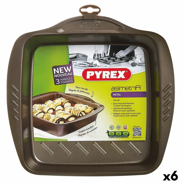 Uuni vuoka Pyrex Asimetria Neliö Musta Metalli 24 x 24 cm (6 osaa)