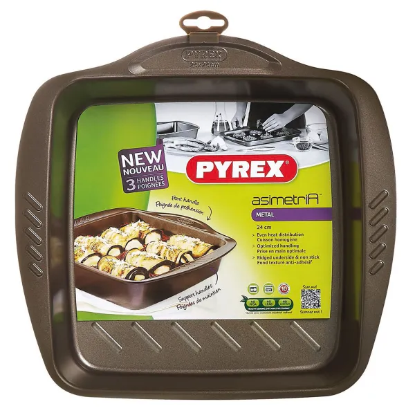 Uuni vuoka Pyrex Asimetria Neliö Musta Metalli 24 x 24 cm (6 osaa)
