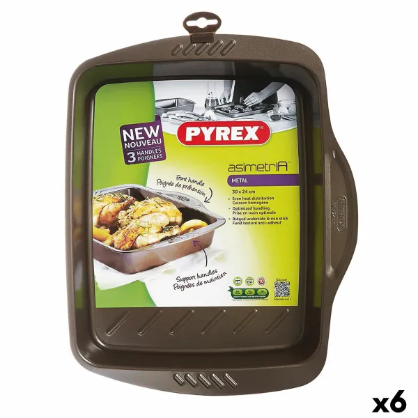 Krāsns Trauks Pyrex Asimetria Taisnstūra Metāls 30 x 24 cm (6 gb.)