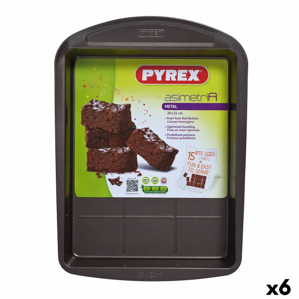 Suorakulmainen muotti Pyrex Asimetria Musta Metalli 28 x 22 cm Suorakulmainen (6 osaa)