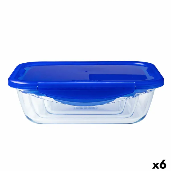 Ilmatiivis eväsrasia Pyrex Cook & Go 20,5 x 15,5 x 6 cm Sininen 800 ml Lasi (6 osaa)