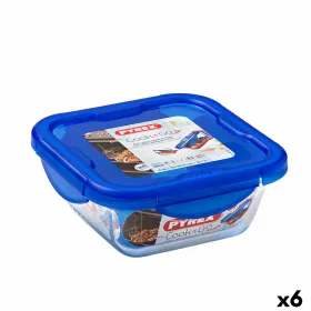 Hermetiška priešpiečių dėžutė Pyrex Cook & Go 16,7 x 16,7 x 7 cm Mėlyna 850 ml stiklas (6 vnt.)