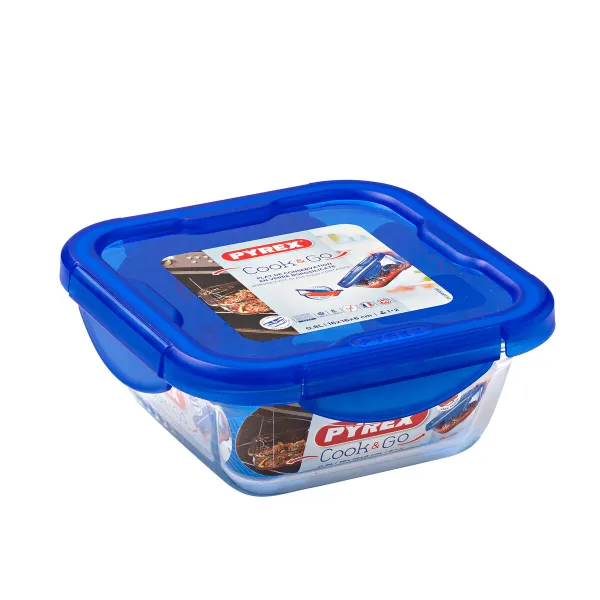 Ilmatiivis eväsrasia Pyrex Cook & Go 16,7 x 16,7 x 7 cm Sininen 850 ml Lasi (6 osaa)