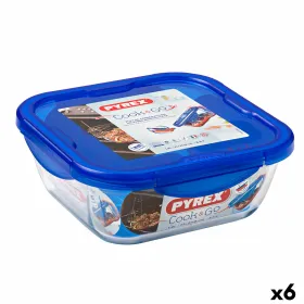 Hermetiška priešpiečių dėžutė Pyrex Cook & go 21 x 21 x 9 cm Mėlyna 1,9 L stiklas (6 vnt.)
