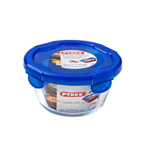 Ilmatiivis eväsrasia Pyrex Cook & go 15,5 x 15,5 x 8,5 cm Sininen 700 ml Lasi (6 osaa)
