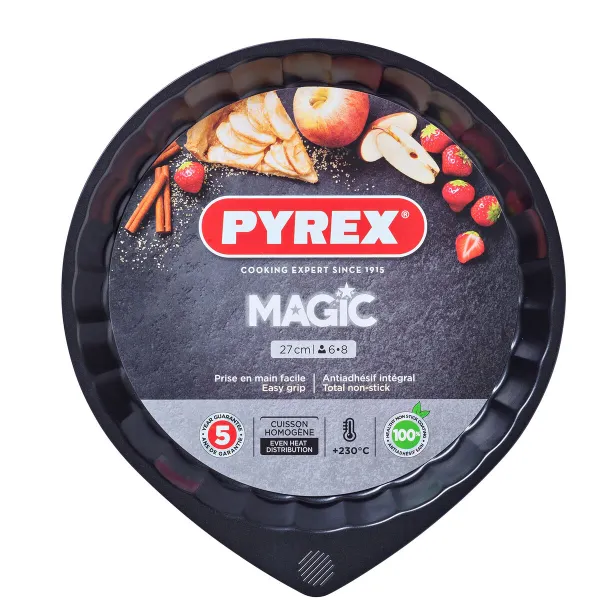 Pyrago kepimo forma Pyrex Magic Juoda Metalinis Plokščias Apskritas Ø 27 cm 6 vnt.