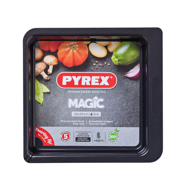 Orkaitė forma Pyrex Magic Kvadratai Stačiakampis Juoda Metalinis 24 x 24 cm (6 vnt.)