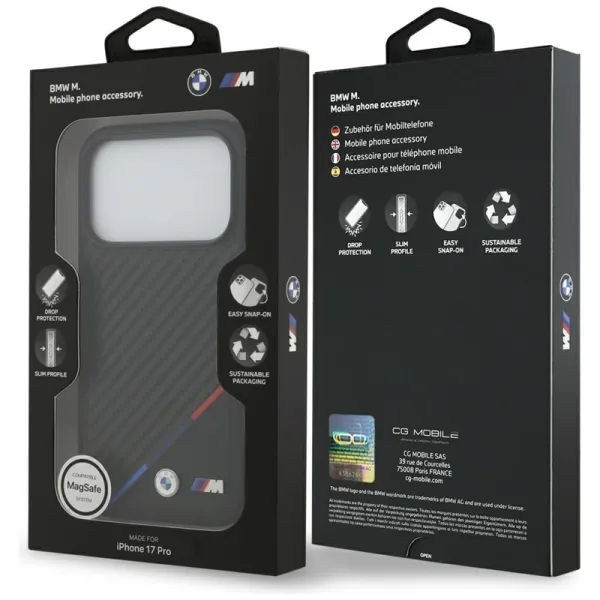 BMW M Carbon Tricolor Line MagSafe - Case iPhone 17 Pro (black)