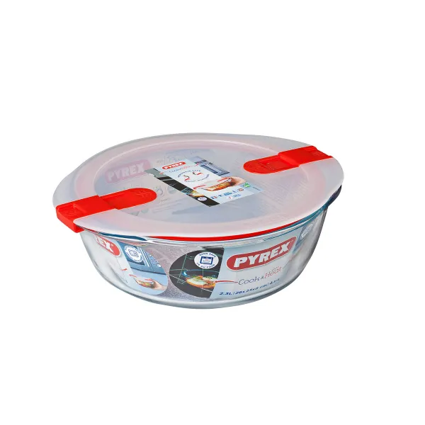 Ilmatiivis eväsrasia Pyrex Cook&heat 26 x 23 x 8 cm 2,3 L Punainen Lasi (6 osaa)
