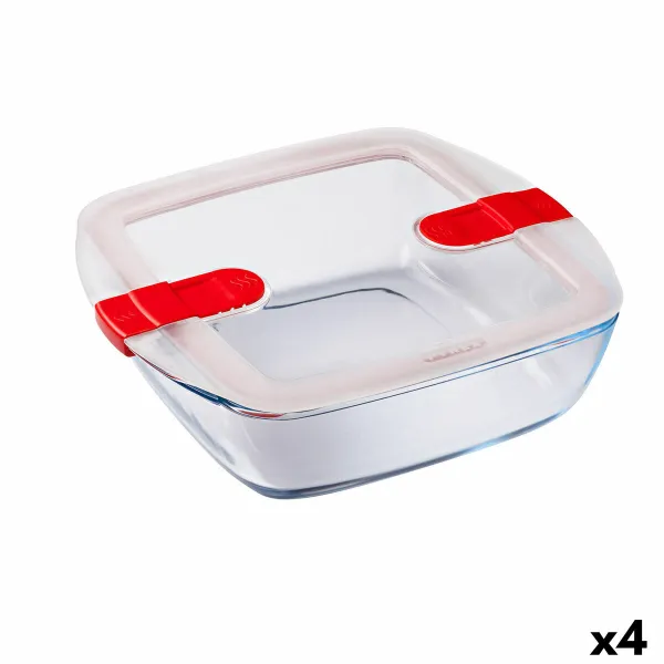 Ilmatiivis eväsrasia Pyrex Cook & Heat 25 x 22 x 7 cm 2,2 L Läpinäkyvä Lasi (4 osaa)