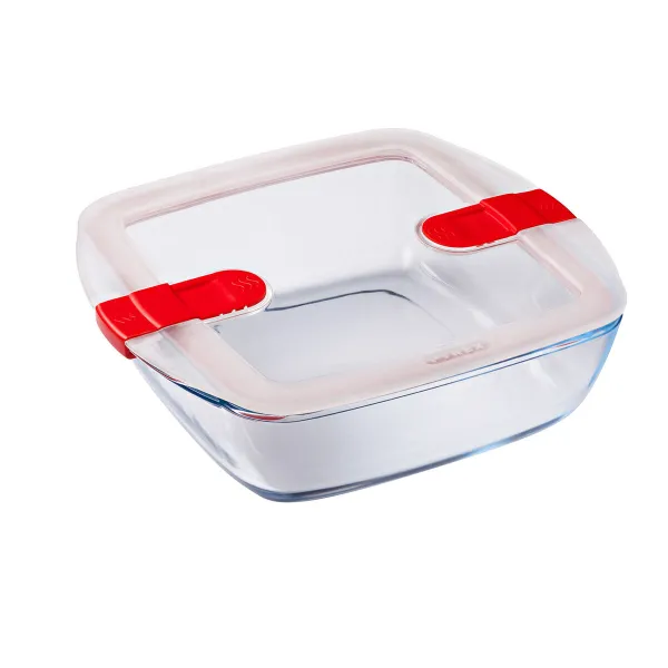 Hermetiška priešpiečių dėžutė Pyrex Cook & Heat 25 x 22 x 7 cm 2,2 L Skaidrus stiklas (4 vnt.)