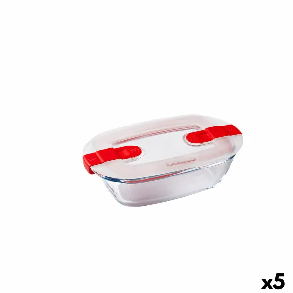 Ilmatiivis eväsrasia Pyrex Cook & Heat Suorakulmainen 400 ml 17 x 10 x 5 cm Läpinäkyvä Lasi (5 osaa)