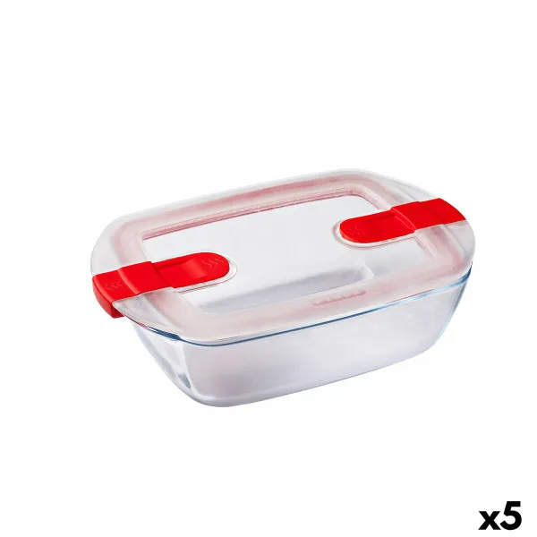 Hermētiska Pusdienu Kastīte Pyrex Cook&heat 1,1 L 24 x 15,5 x 7 cm Caurspīdīgs Stikls (5 gb.)