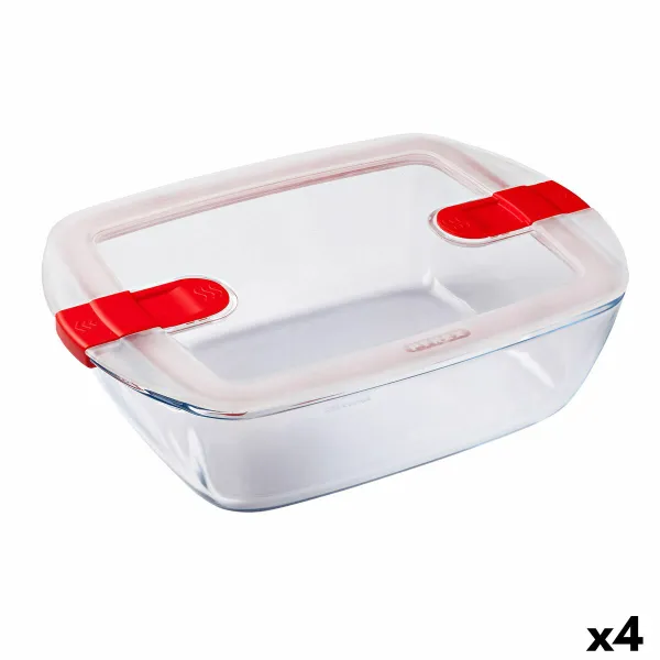 Ilmatiivis eväsrasia Pyrex Cook & Heat 2,5 L Läpinäkyvä Lasi (4 osaa)