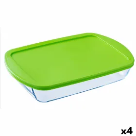 Suorakulmainen eväsrasia kannella Pyrex Cook & store Läpinäkyvä Silikoni Lasi (4,5 L) (4 osaa)