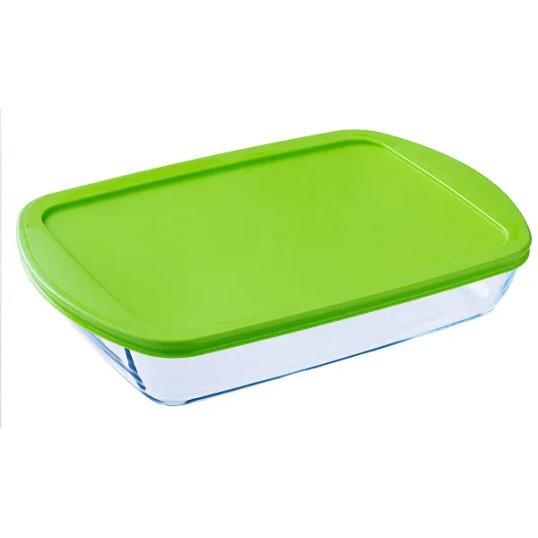 Suorakulmainen eväsrasia kannella Pyrex Cook & store Läpinäkyvä Silikoni Lasi (4,5 L) (4 osaa)