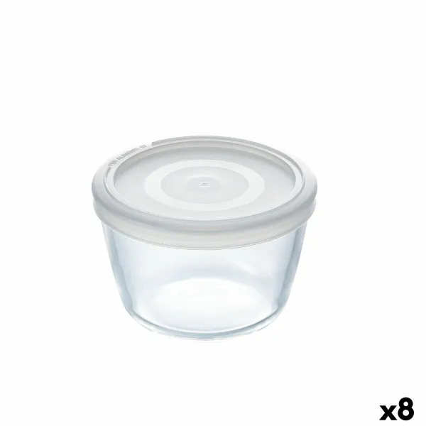 Pyöreä eväsrasia kannella Pyrex Cook&freeze 600 ml 12 x 12 x 9 cm Läpinäkyvä Lasi Silikoni (8 osaa)