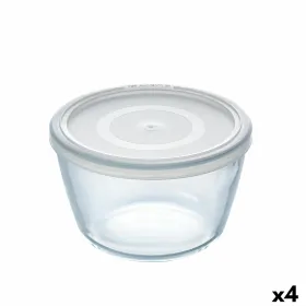 Pyöreä eväsrasia kannella Pyrex Cook & Freeze 1,1 L 15 x 15 x 10 cm Läpinäkyvä Silikoni Lasi (4 osaa)