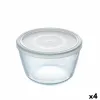 Pyöreä eväsrasia kannella Pyrex Cook & Freeze 1,1 L 15 x 15 x 10 cm Läpinäkyvä Silikoni Lasi (4 osaa)