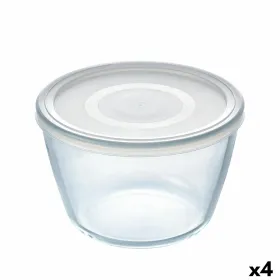 Pyöreä eväsrasia kannella Pyrex Cook & Freeze 1,6 L 17 x 17 x 12 cm Läpinäkyvä Silikoni Lasi (4 osaa)