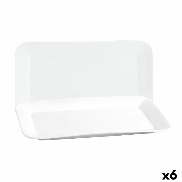 Serviravimo Lėkštė Quid Basic Stačiakampis Keramikinis Balta (35,8 x 21 cm) (6 vnt.)