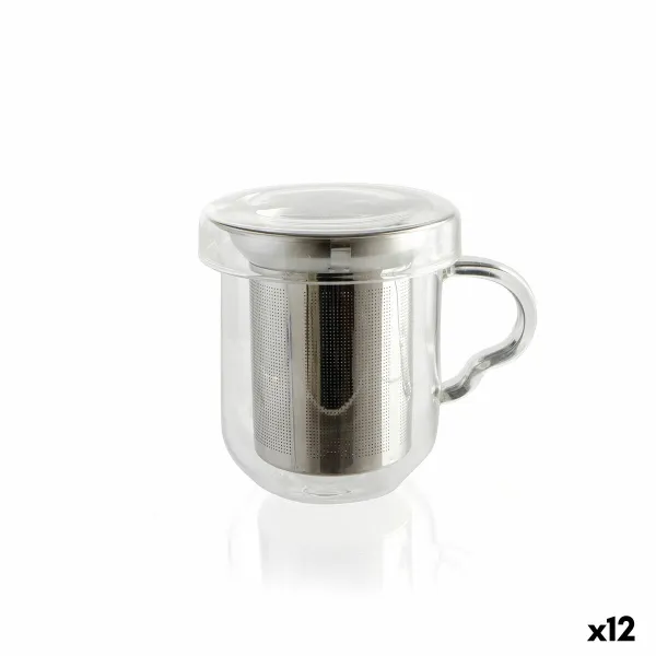 Puodelis su arbatos filtru Quid Serenia Skaidrus stiklas Nerūdijantis plienas 350 ml (12 vnt.)