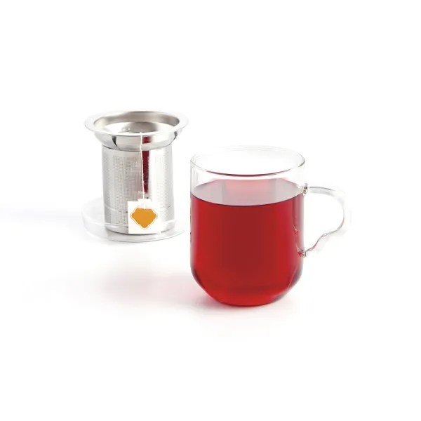 Puodelis su arbatos filtru Quid Serenia Skaidrus stiklas Nerūdijantis plienas 350 ml (12 vnt.)