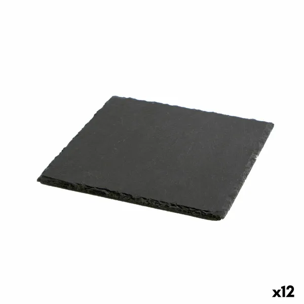 Керамический поднос с эффектом сланца Quid Gastro Fresh Чёрный (20 x 20 cm) (12 штук)