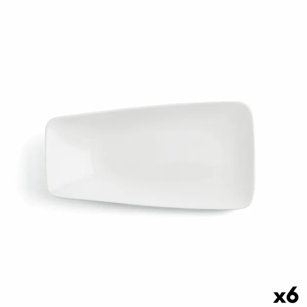 Plakans trauks Ariane Vital Rectangular Taisnstūra Balts Keramika 29 x 15,5 cm (6 gb.)