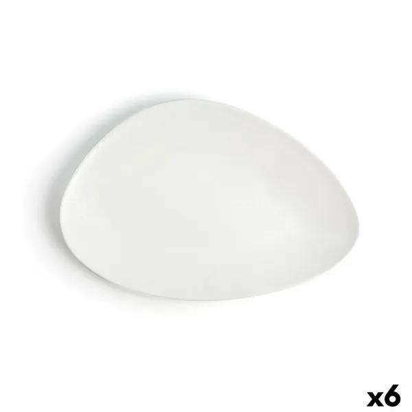 Litteä Lautanen Ariane Antracita Kolmikulmainen Valkoinen Keraminen Ø 29 cm (6 osaa)