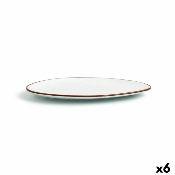 Litteä Lautanen Ariane Terra Kolmikulmainen Beige Keraminen Ø 29 cm (6 osaa)