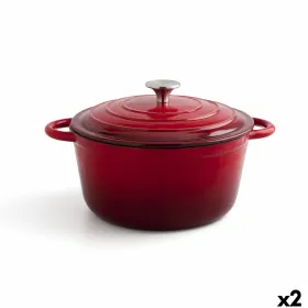 Katls ar vāku Bidasoa Fierro Sarkans Ø 24 cm 3,7 L (2 gb.)
