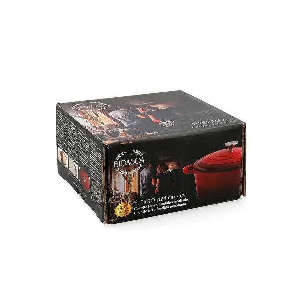 Katls ar vāku Bidasoa Fierro Sarkans Ø 24 cm 3,7 L (2 gb.)