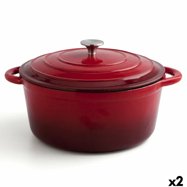 Kannellinen vuoka Bidasoa Fierro Punainen Ø 28 cm 6 L (2 osaa)