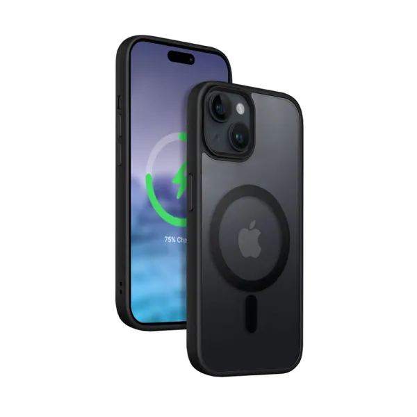 Crong Hybrid Frost MAG Cover - iPhone 15 Plus MagSafe Case (Black)