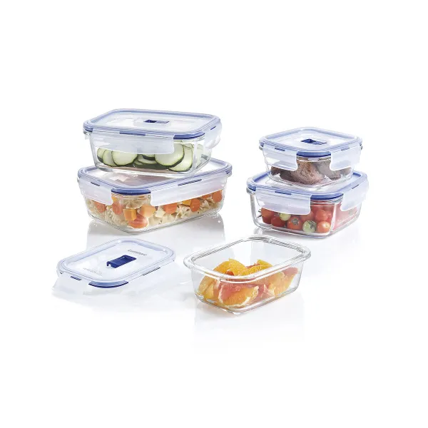 Ilmatiivis eväsrasia Luminarc Pure Box Active 19 x 13 cm 1,22 L Kaksivärinen Lasi (6 osaa)