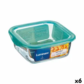 Suorakulmainen eväsrasia kannella Luminarc Keep'n Lagon 10 x 5,4 cm Turkoosi 380 ml Kaksivärinen Lasi (6 osaa)